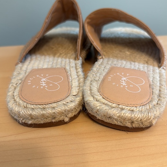 Oasis Society Sona Beige/Cream Quilted Slide Espadrille Jute Sandals Size 10 - Picture 4 of 7